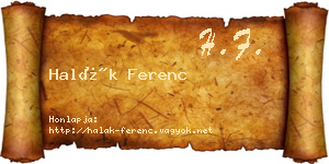 Halák Ferenc névjegykártya